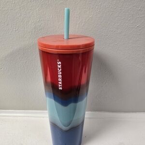 NWT Starbucks Red and Blue Tumbler with Straw